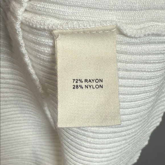 Marled Ribbed Knit Polo Top XL White Short Sleeve Rayon Blend Stretchy - Picture 8 of 9